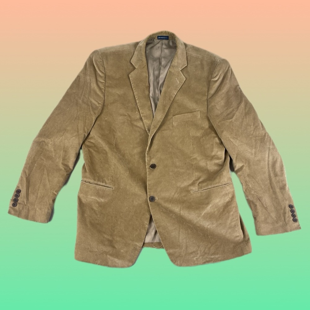 Stafford Essintals Men's Tan Overcoat Size Unknown Fancy Indoor Party Jacket